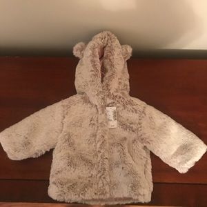 Baby fur jacket with bear ears